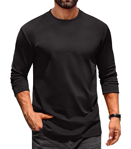 COOFANDY Men's Long Sleeve T-Shirt Casual Pullover Tees Soft